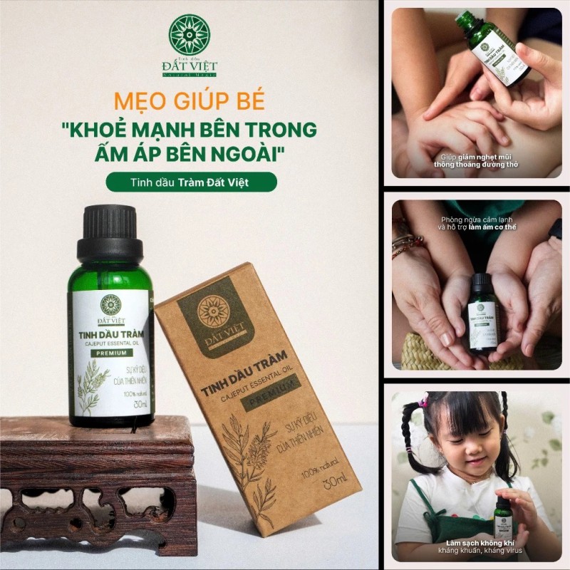 Set quà tặng mẹ và bé "An nhiên" - Dầu mù u ép lạnh Đất Việt, Tinh dầu tràm Huế thượng hạng