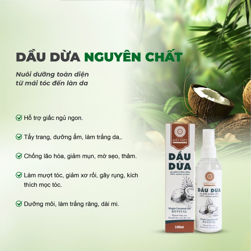 Dầu dừa nguyên chất Đất Việt 100ml